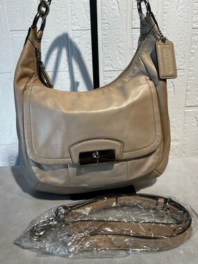 Coach Kristin Leather Hobo Bag in Beige